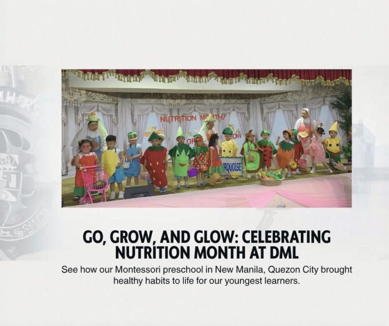 Children in fruit and vegetable costumes celebrate Nutrition Month at DML Montessori School in New Manila, Quezon City